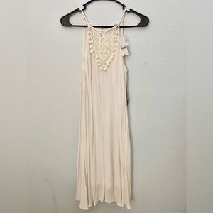 New York & Company Ivory Crochet Yoke Midi Dress